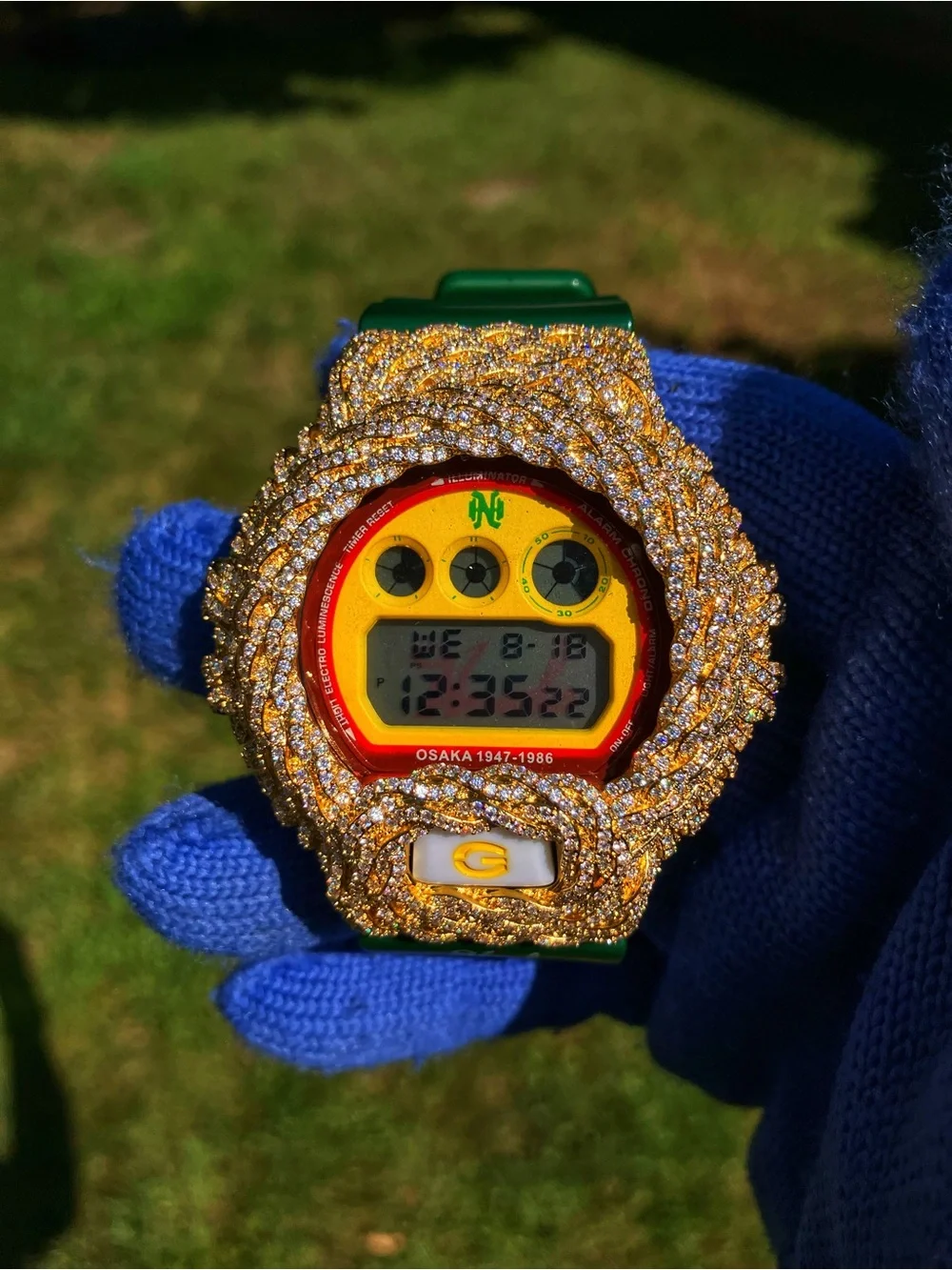 BUSSDOWN Moissanite Custom G Shock Gold Hawks Collab